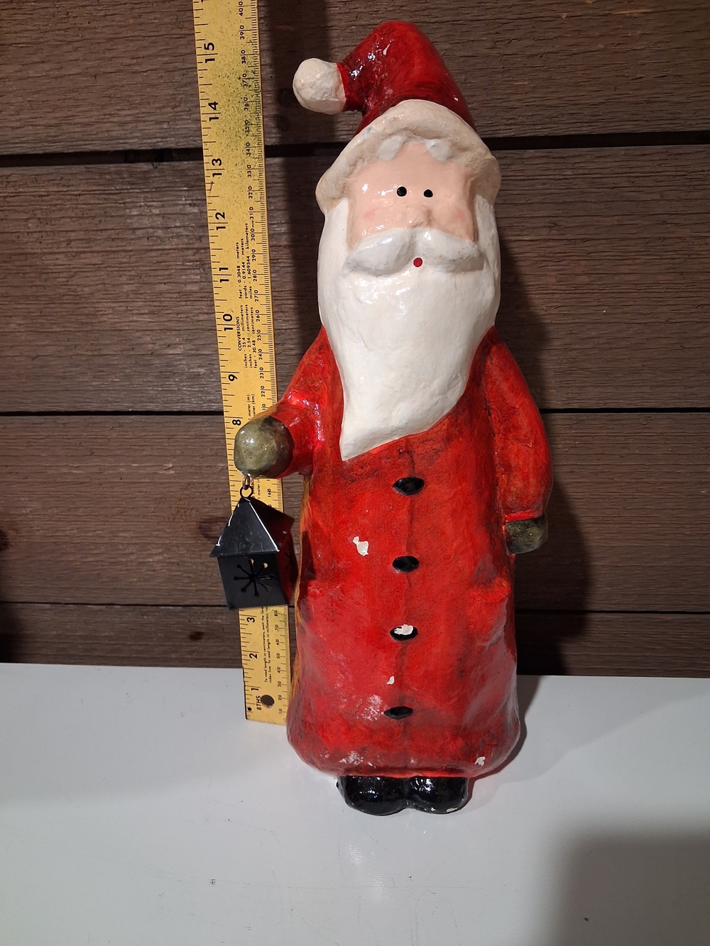 Vintage 1960s Paper Mache Santa Claus Christmas Decoration  15” Tall Holiday